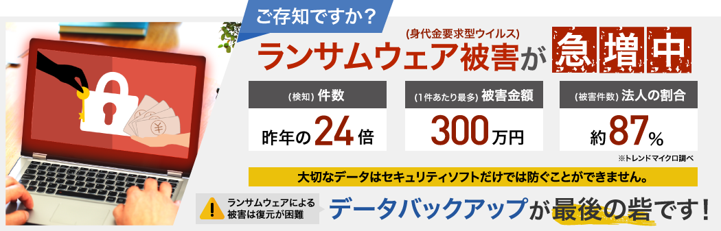 ランサムウェア被害が急増中　データバックアップが最後の砦です！